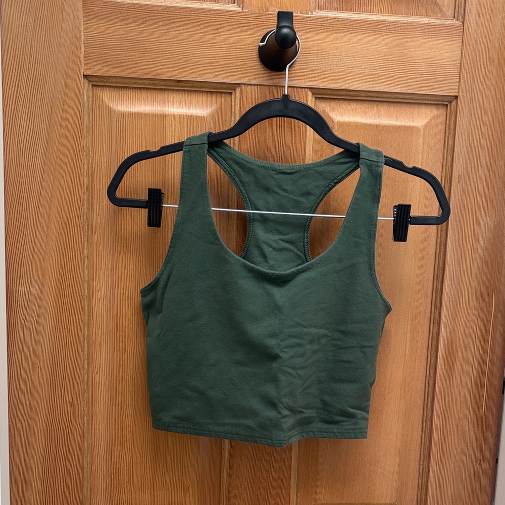 SET of Green Racerback Tank Top and high rise leggings 100% Organic Cotton